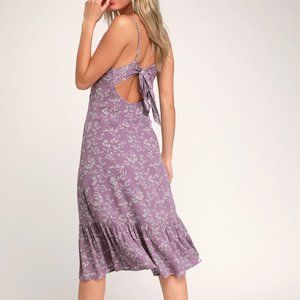 Lulus Purple Floral Midi Dress, size L